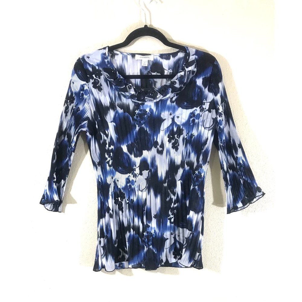 Dress Barn Navy/White Floral Top Size S